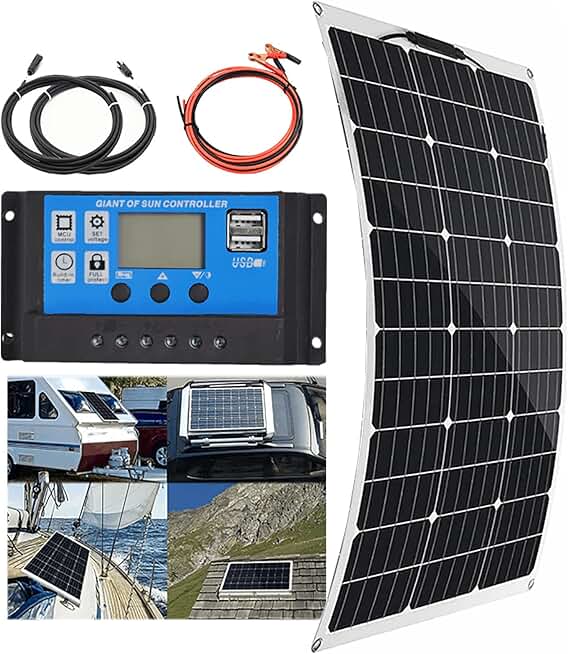 Solar Panel Kit(150w/300w/450w/600w), 40a Charge Controller, 12v Battery Energy Charging, Easy Installation, For Boat, Car, House, Garden, Shed,150W