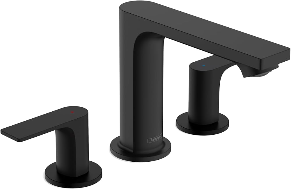 Hansgrohe Rebris E Contemporary 2-Handle 3-Hole 5-inch Tall Bathroom Sink Faucet in Matte Black, 72532671
