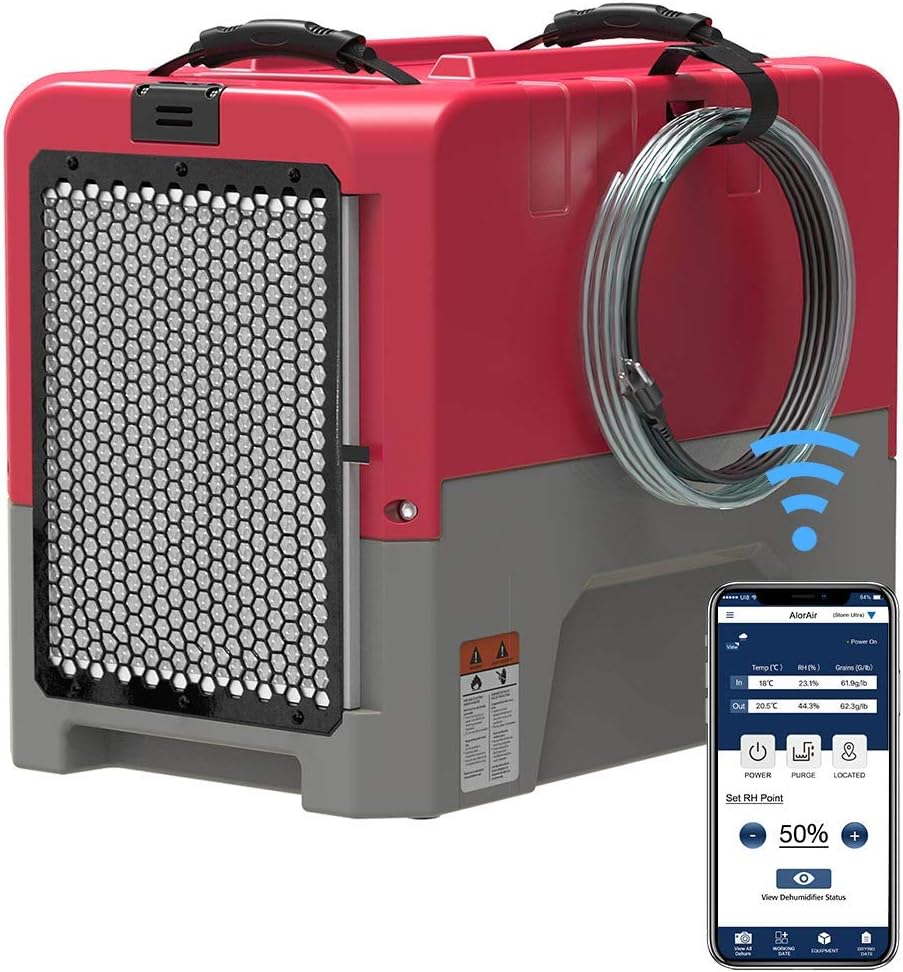 ALORAIR Storm LGR Extreme Smart WiFi Commercial Dehumidifier with Pump, 180 PPD at AHAM, 5 Years Limited Warranty, cETL Listed, Memory Starting, Water Damage Restoration, Crawlspace and Basement