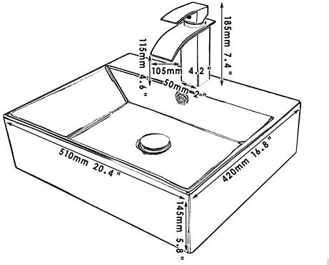 GOWE Contemporary Square Black Ceramic Round Countertop Bowl Sinks/Vessel Basins With Pop Up Drain Bathroom Sinks