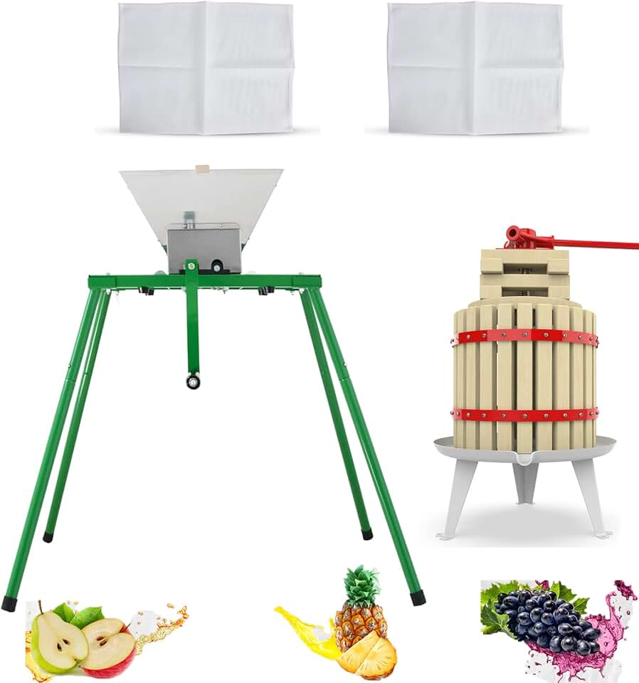 Fruit and Apple Crusher and Apple Cider Wine Press with Filter Bag