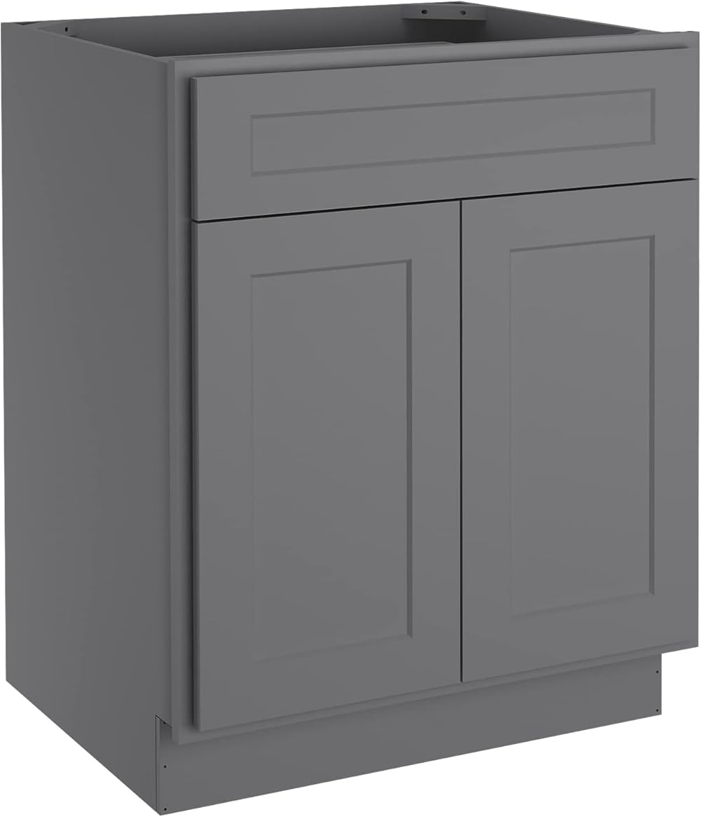 LOVMOR Kitchen Base Cabinets, Sideboard Storage Cabinet, Entryway Cabinet with 1-Drawer & Adjustable Shelf, 27