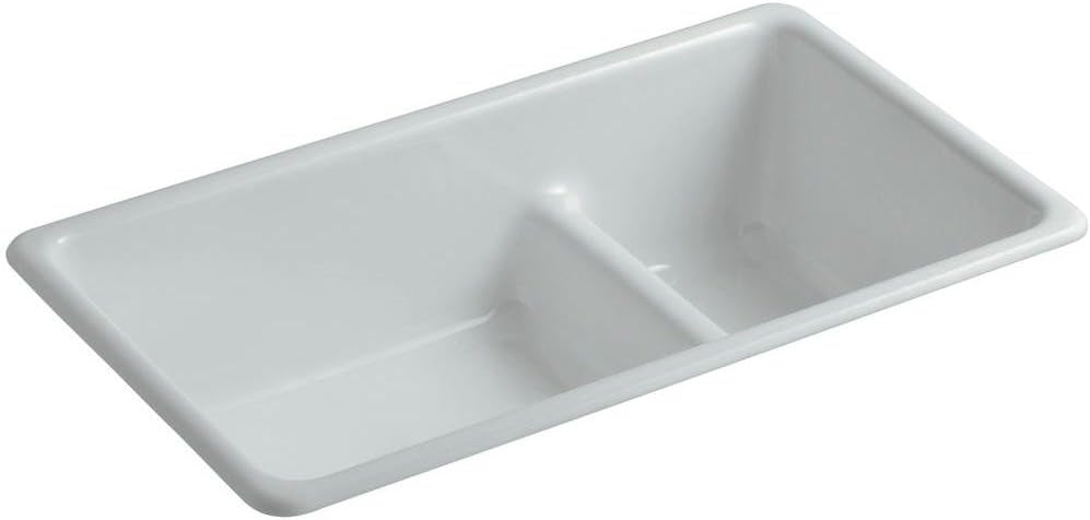 KOHLER K-6625-95 Iron/Tones Smart Divide Self-Rimming or Undercounter Kitchen Sink, Ice Grey
