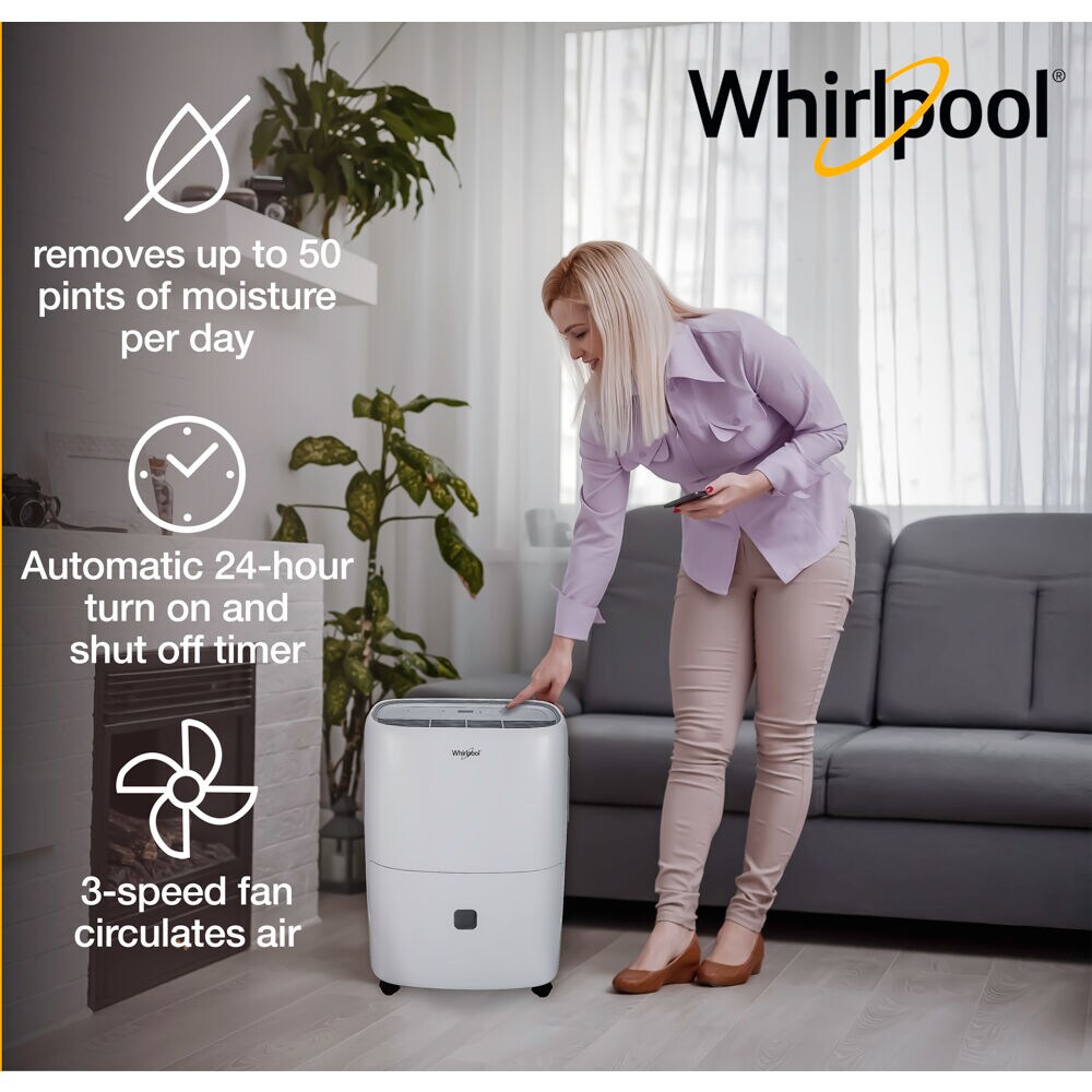 Whirlpool 50-Pint 2-Speed Dehumidifier with Built-In Pump ENERGY STAR (For Rooms 3001+ Sq ft)