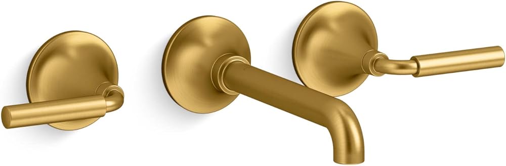 Kohler T26439-4-2MB Tone Wall-Mount Bathroom Sink Faucet Set, Bathroom Faucet with Two Lever Handles, Vibrant Brushed Moderne Brass