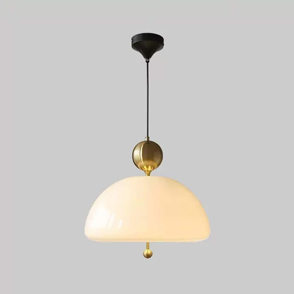 Simple Durable Milk White Glass Indoor Decoration Pendant Lighting for Kitchen Island Modern Hanging Pendant Light Fixture with Black Metal for Bedroom Bathroom Entryway