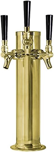 CT33B Draft Beer Dispensing Tower, 3 Faucet, Polished Brass