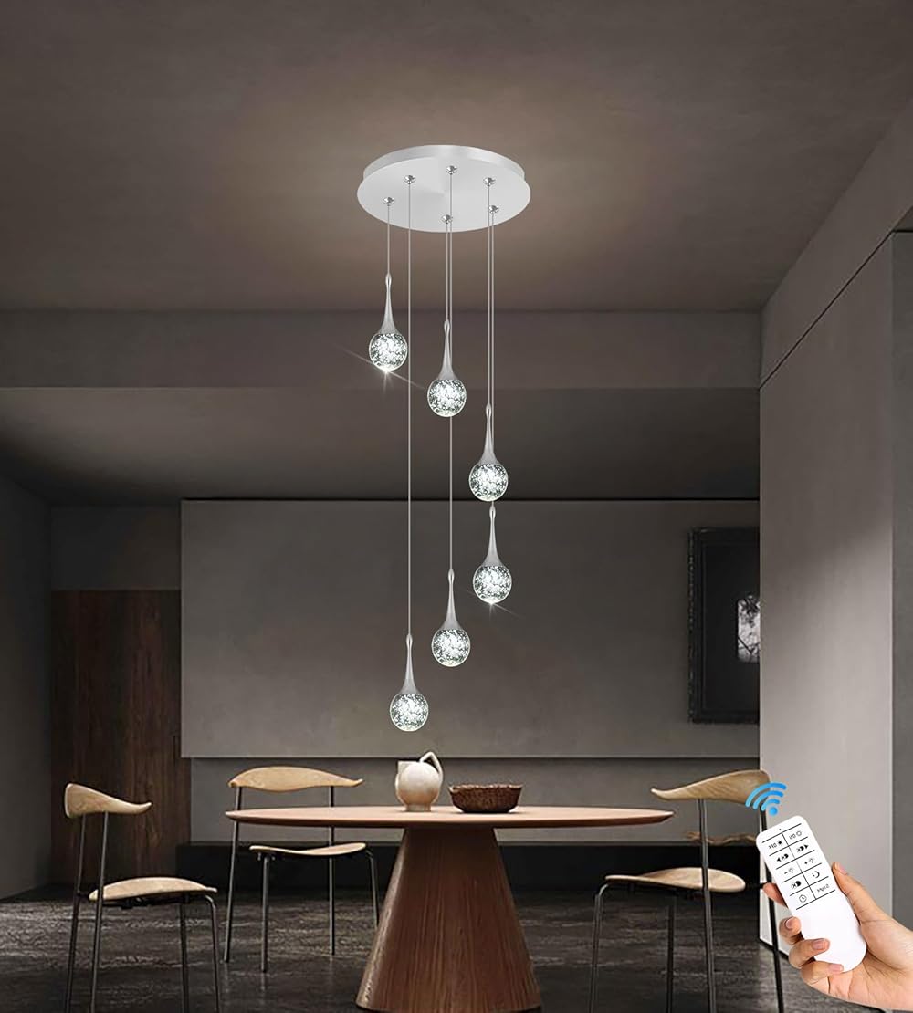 Flashing God Pendant Lights Kitchen Island 6-Lights Pendant Chandelier for Dining Room Hallway Stairwell LED Dimmable 2700K-6000K
