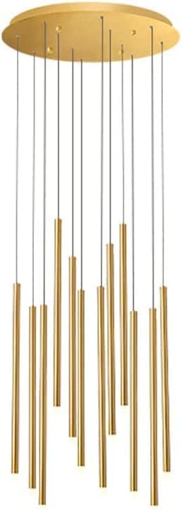 12 Lights LED Foyer Chandeliers for High Ceilings Modern Long Staircase Chandeliers Entryway Gold Long Tube Hanging Lamp Cluster Linear Pendant Light Bar for Living Room Dining Room Kitchen