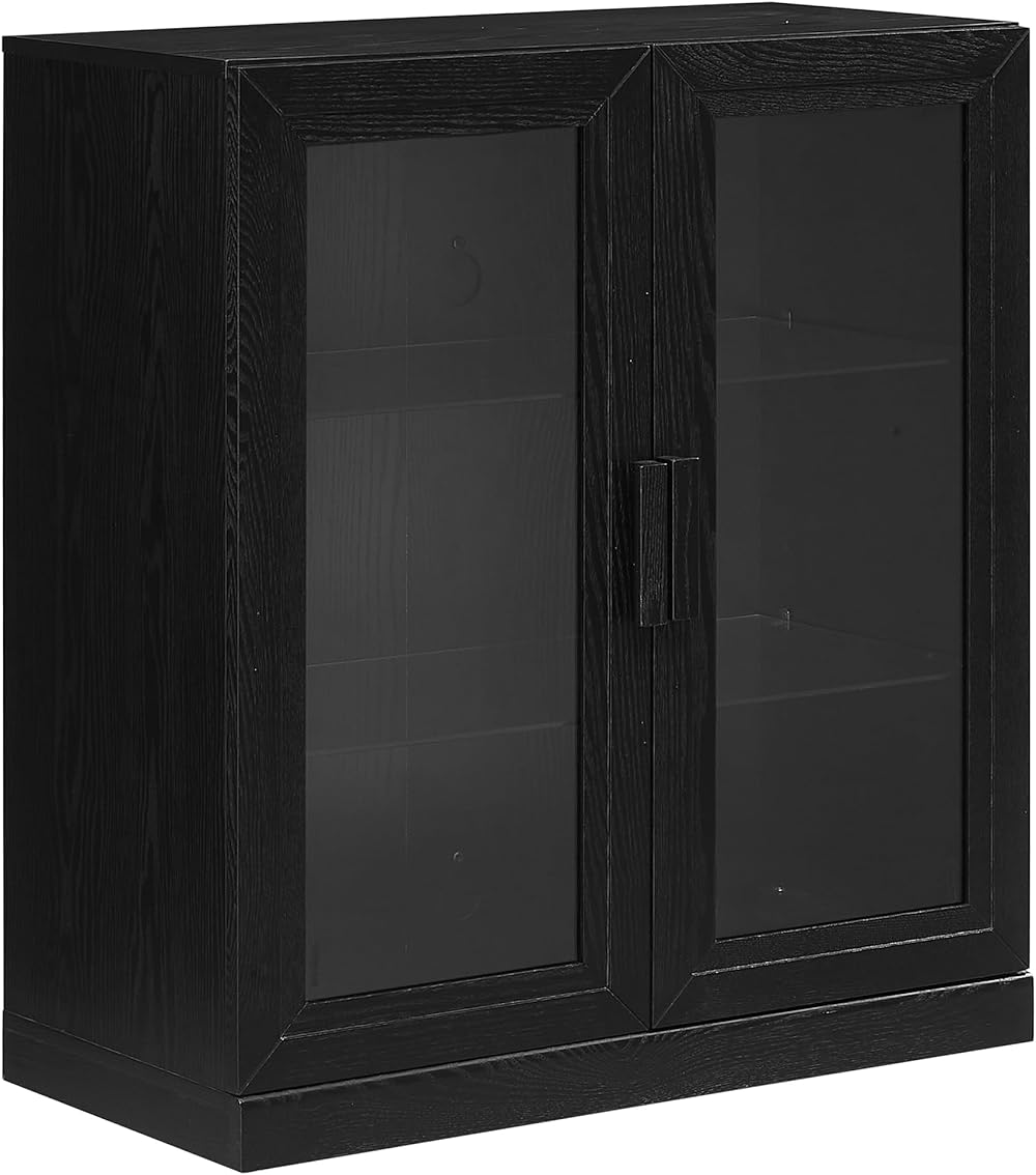 Crosley Furniture Essen Stackable Glass Door Storage Pantry, Black