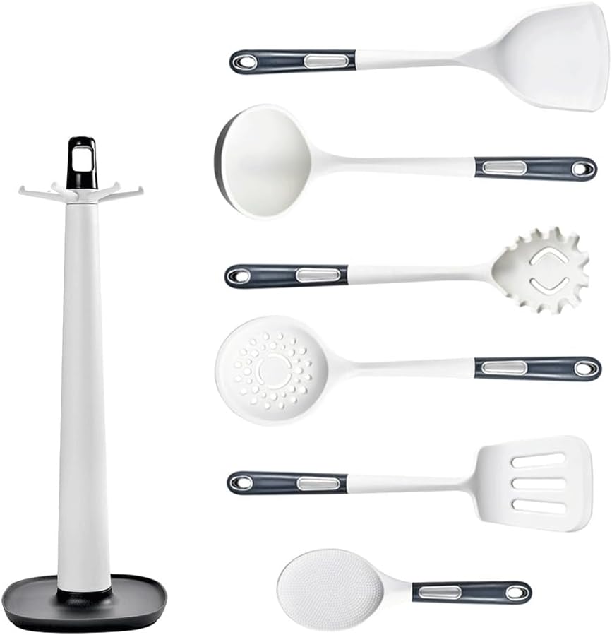 Spoon Slotted Spatula Shovel Kitchen Gadget Silicone Cooking Cake Baking Non-stick Cookware Utensils Kitchen Tools(7 pieces)