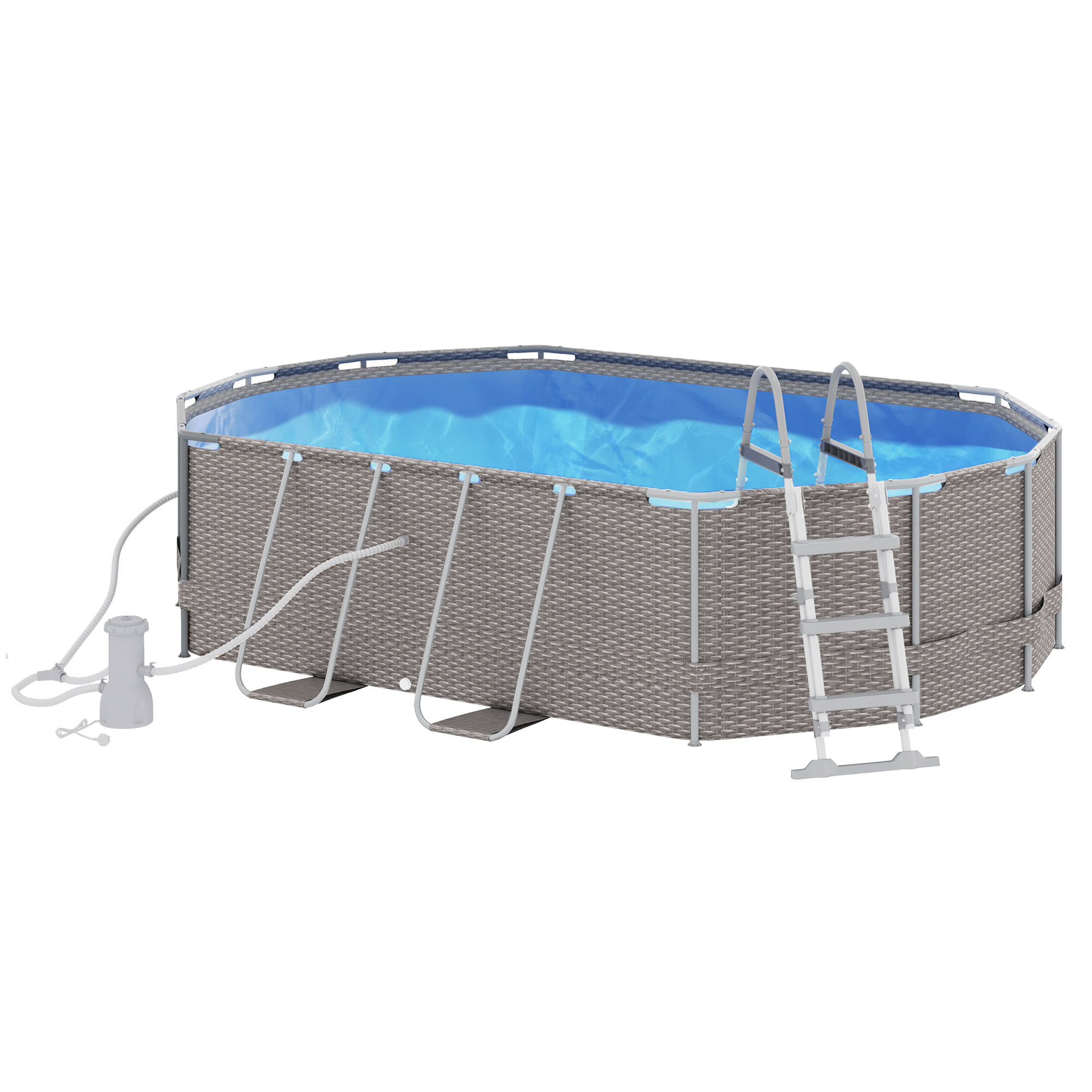 Outsunny Above Ground Swimming Pool, Non-Inflatable Frame Pool, Gray