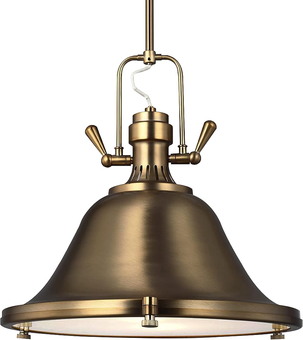 Generation Lighting 6514401-848 Stone Street One - Light Pendant Hanging Modern Fixture, Satin Brass
