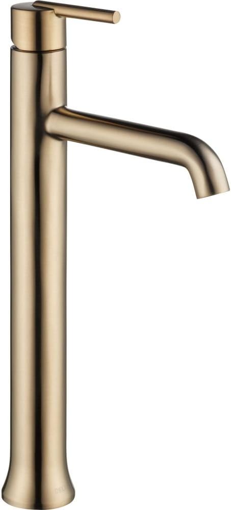 Delta Faucet Trinsic Vessel Sink Faucet, Single Hole Bathroom Faucet, Single Handle Bathroom Sink Faucet Gold, Waterfall Faucet, Diamond Seal Technology, Champagne Bronze 759-CZ-DST