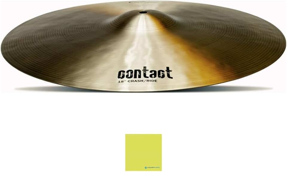 Dream Cymbals and Gongs Crash/Ride 18 Inch Cymbal (C-CRRI1) Bundle with Liquid Audio Instrument Polishing Cloth - Crash Ride Cymbal, Dream Contact Series