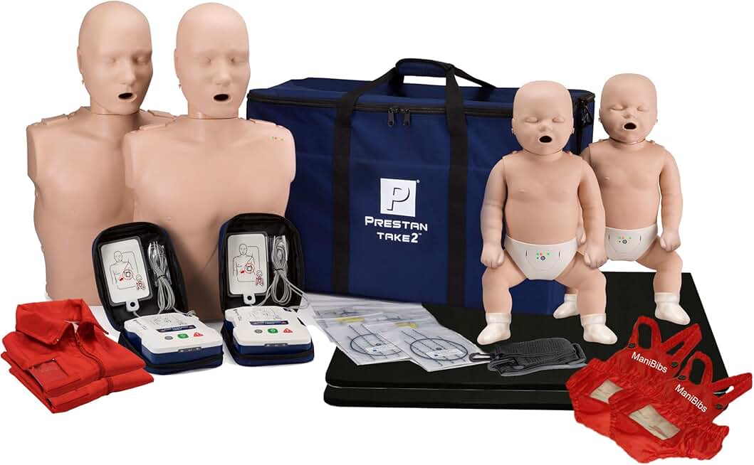 Prestan Take2 CPR Manikin & UltraTrainer Kit with Feedback (2-Adult, 2-Infant, & 2-UltraTrainers) and MCR Medical Accessories