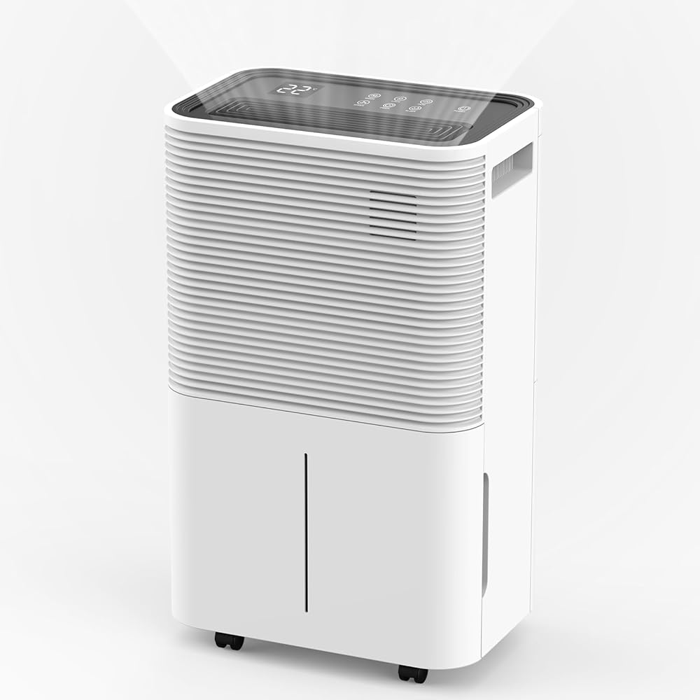 FREE VILLAGE Dehumidifier, 45 Pint (50 Pint Under 90°F/90% RH) Dehumidifiers for Home Up to 3500 Sq. Ft, Auto Drainage, Digital Control Panel, 24 Hr Timer, Dehumidifier for Basement, Bathroom, Bedroom