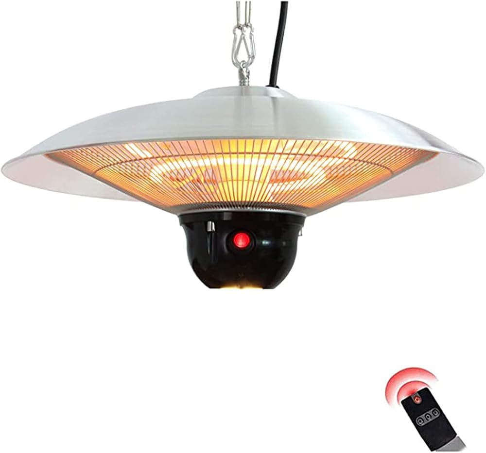 NaoSIn-Ni Outdoor Hanging Patio Heater,Electric Infrared Ceiling 800W/1000W/1800W Halogen Heater with Remote and Touch Switch for Courtyard Garage Balcony Use