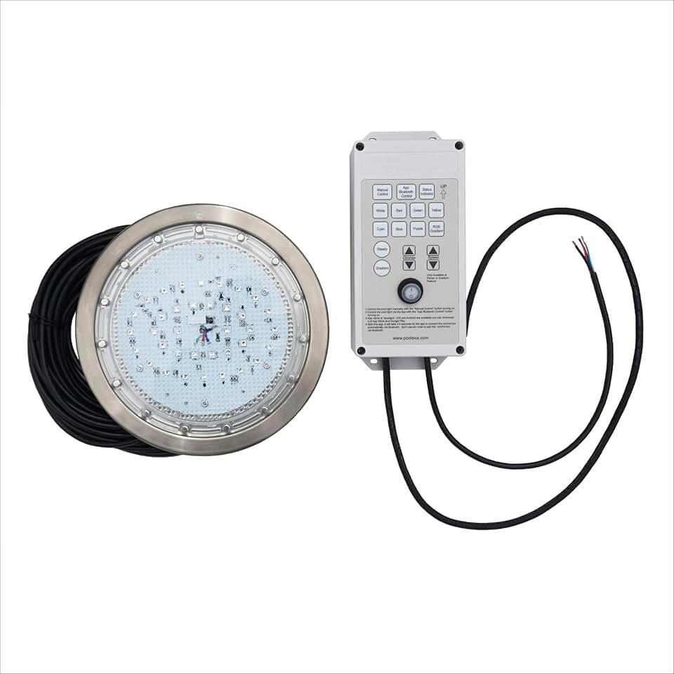 SS1050X 10 Inch Large LED Multicolor Inground Pool Light with 50 Foot Cord for Wet Niche (Controller Included)