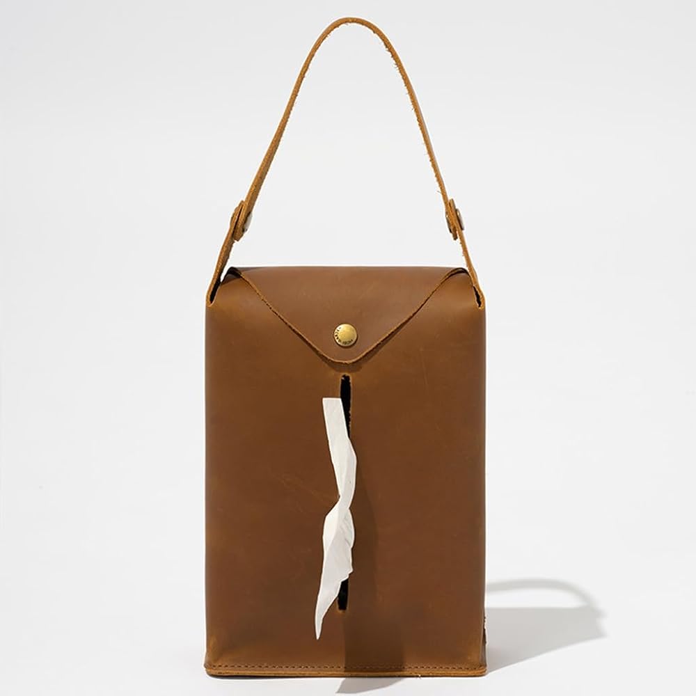 Tissue Box Portable Cowhide Coffee Table Drawer Box Household Tissue Storage Box