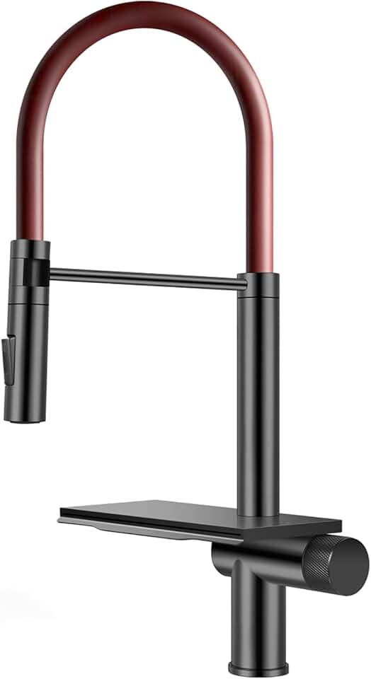 Waterfall Kitchen Faucet with Sprayer, Pull-Down Sprayer Kitchen Faucets 360° Rotation Faucet for Kitchen Sink Stainless Steel Kitchen Faucet Deck Mount Single Hole Kitchen Faucet