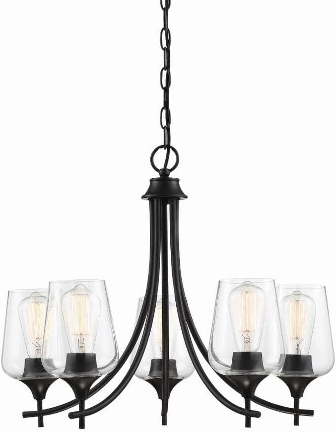 5 Light Chandelier-Transitional Style with Contemporary and Bohemian Inspirations-18.5 inches Tall by 23 inches Wide Black 5 Light Chandelier-Transitional Style with Contemporary and Bohemian