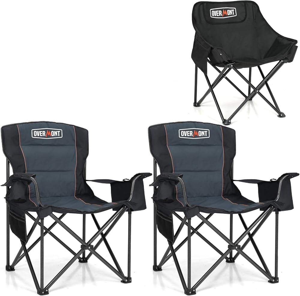 Overmont Oversized Folding Camping Chair 2pack + Portable Camping Chair Combo