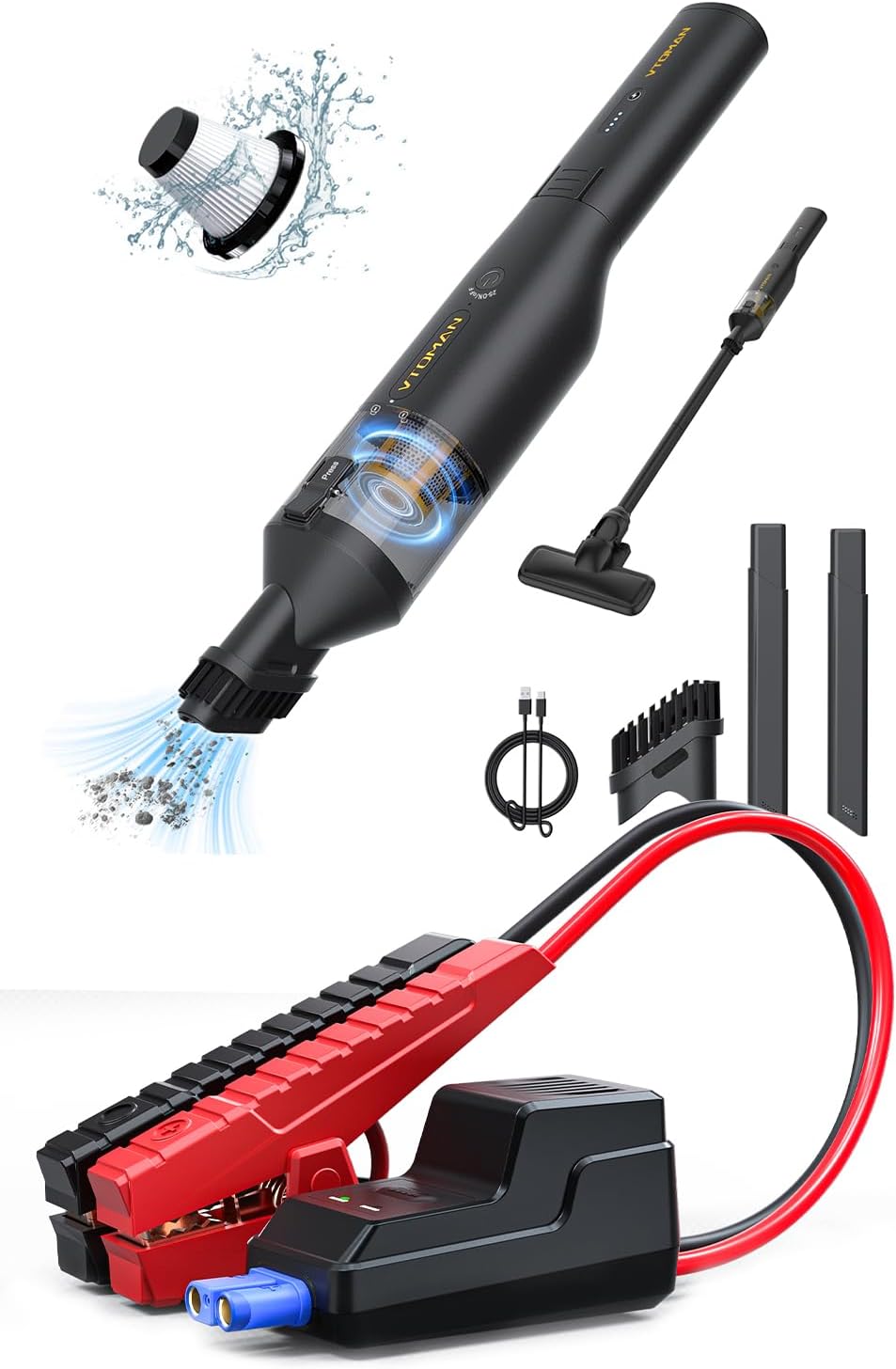 VTOMAN Portable Jumper Cable and V22 Car Vacuum Cleaner Kit