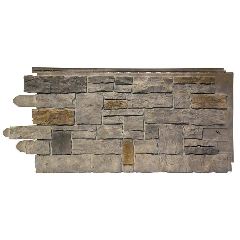 Novik 100145005 NovikStone AC Artisan Cut (20.3 in. x 45 in.) Stone Siding in Fossil (10 Panels Per Box, 49.3 sq. ft.)