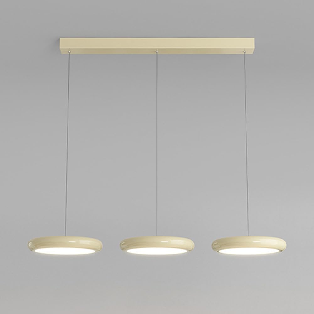 Cream Style 3 Lights Pendant Light, Nordic Modern 30W LED Pendant Lighting with Acrylic Shade, Metal Hanging Ceiling Lights for Bedroom Bedside Dining Room Bar - 3 Color Temp