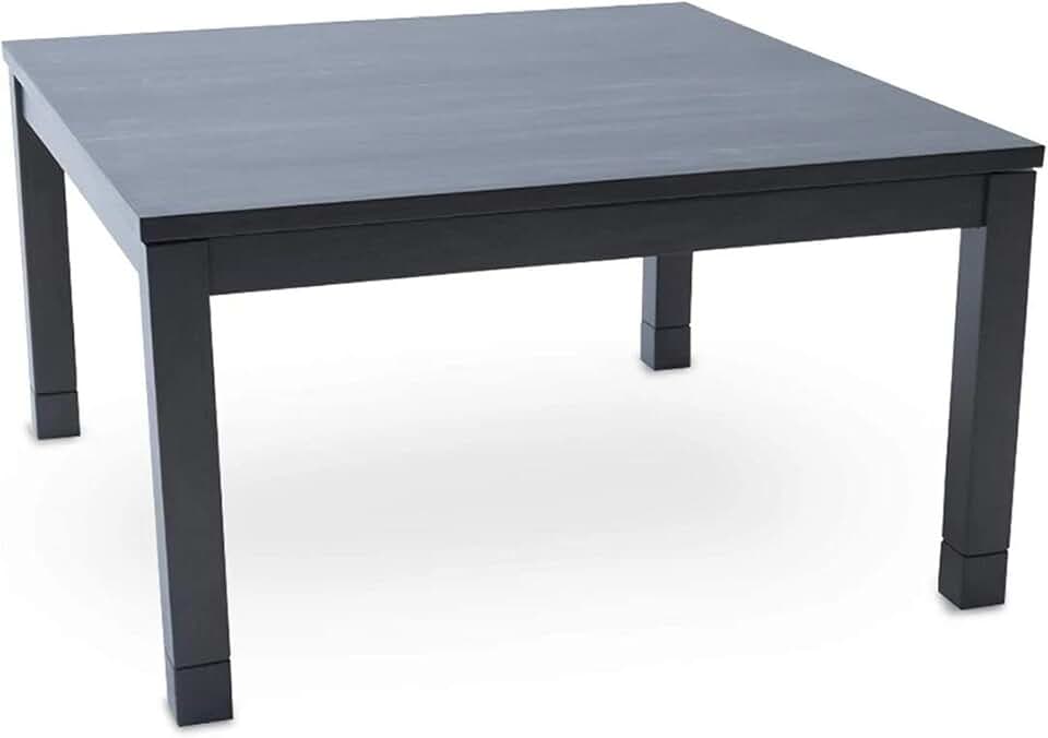 BJDesign Kotatsu - Japanese Heated Table - Wooden Chabudai Furniture with 120V Electric Heater - Low-Lying Dining and Work Desk with Temperature Control Knob (29x29in, Black)