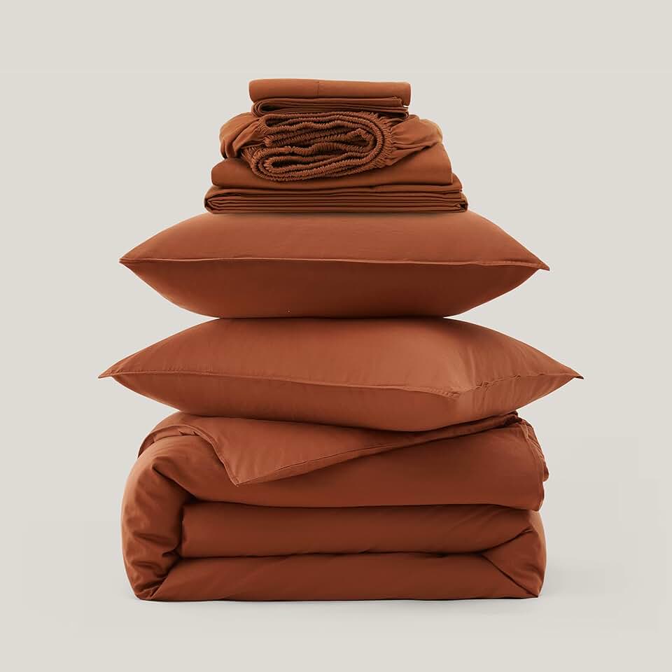 Double Stitch Cotton Tencel Duvet Cover Set and Cotton Tencel Sheet Set, King, 1 Duvet Cover, 106