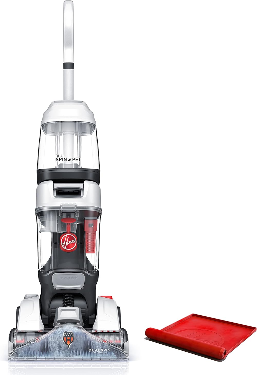 Hoover Dual Spin Pet Plus Carpet Cleaner Machine with Storage Mat, Upright Shampooer, Carpet Deodorizer and Pet Stain Remover, FH54050V, White
