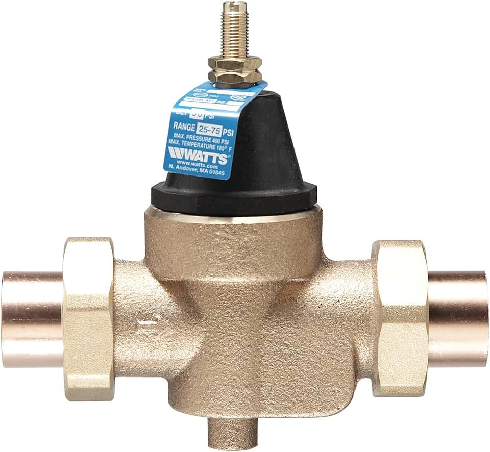 Watts LFN45BM1-DU Water Technologies Standard Capacity, Water Pressure Reducing Valve, Double Union Threaded Female Inlet and Outlet, 1 Inch