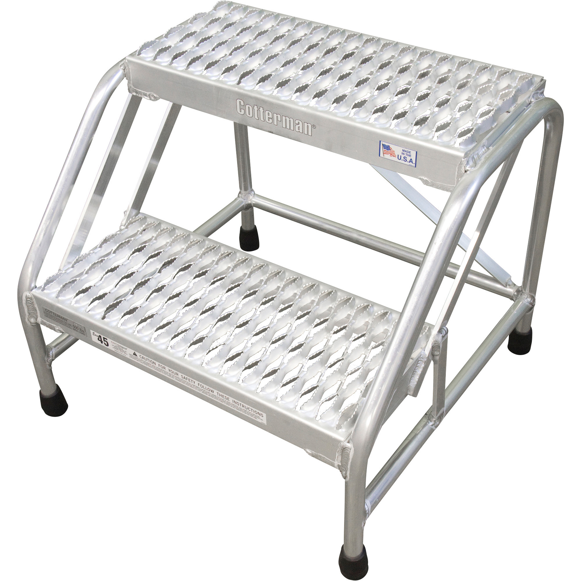 Cotterman Aluminum Step Stand — 2 Steps, 500-Lb. Capacity, 20in.H, Model# 1802N2626A3E10B1P6