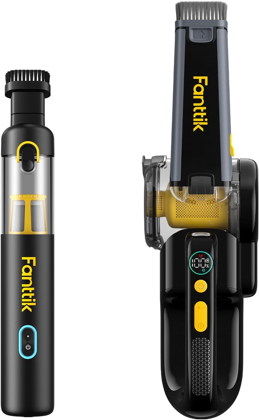 Fanttik 17000Pa Fold V10 Apex Pivot Car Vacuum and Slim V8 Apex Car Vacuum, 19000PA High Power, 4 in 1