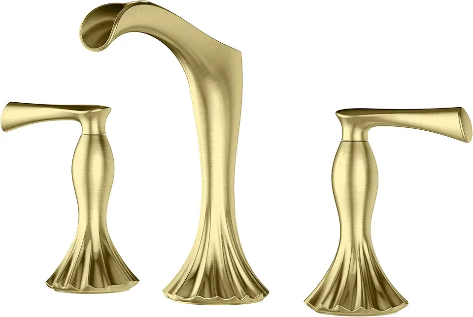Pfister LG49-RH1BG Rhen Widespread Waterfall Bathroom Sink Faucet, Brushed Gold