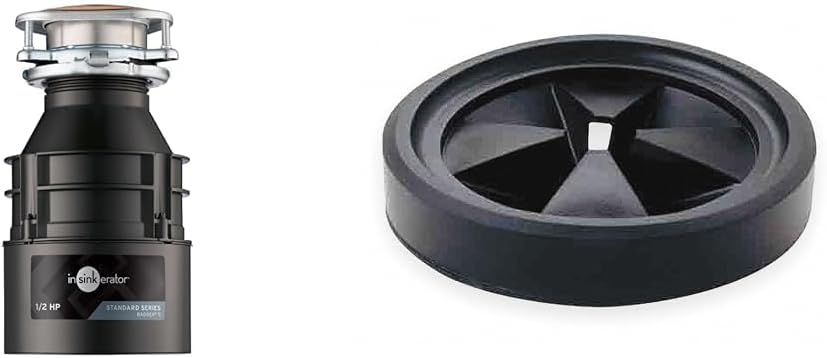 InSinkErator Badger 5 Garbage Disposal, Standard Series 1/2 HP Continuous Feed Food Waste Disposer, Black, Set of 1 & SMG-00 Standard Mounting Gasket, Black