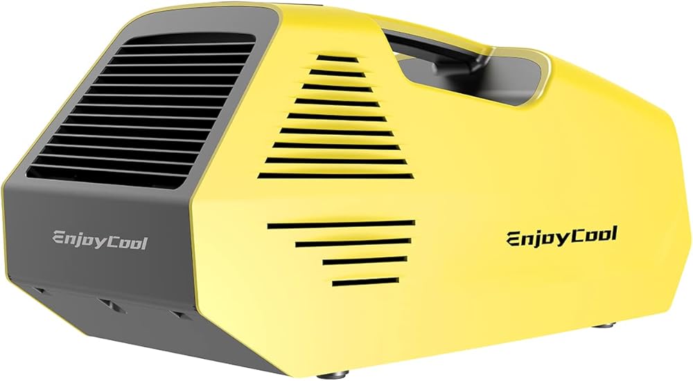 Portable Air Conditioners, 2380BTU Fast Cooling Outdoor Air Conditioner, 240W Low Power Consumption Portable Mini Air Conditioner for Camping Tent, RV, Car, Truck, Van and Fishing-Yellow