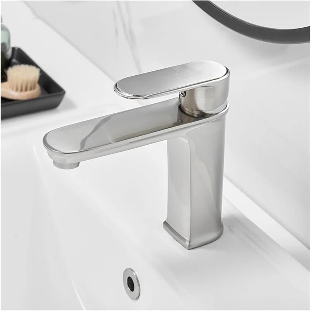 Sink Faucets, Basin Faucets Hot and Cold Water Basin Mixer Tap Black Finish Brass Single Holder Sink Water Crane Bathroom Faucet