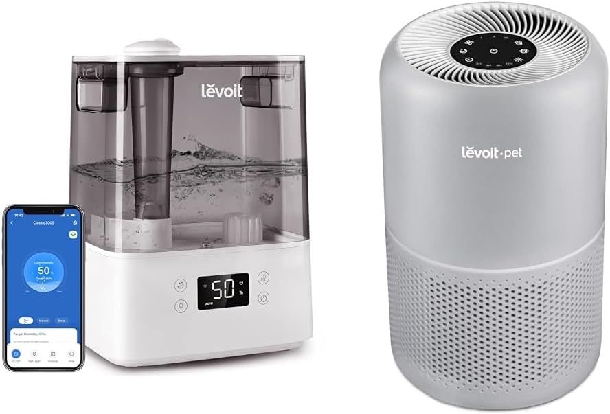 LEVOIT Humidifiers for Bedroom Large Room Home, (6L) Cool Mist Top Fill Essential Oil Diffuser & Air Purifiers for Pets in Home Large Room and Bedroom, Efficient Activated Carbon Filter