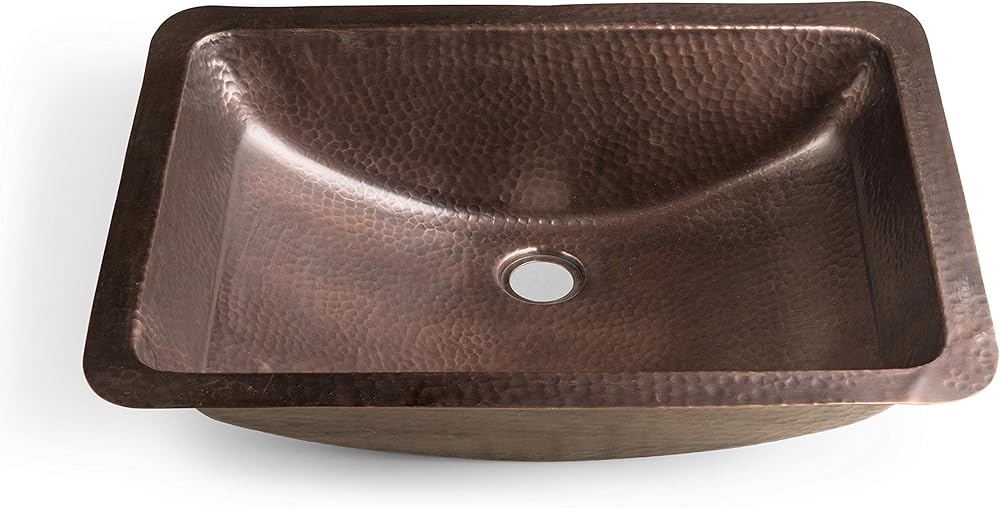 Monarch Abode 17095 Hand Hammered Venetian Dual Mount Bathroom Vanity Sink - 21 Inches Pure Copper - Hammered Copper Bathroom Sink - Copper Undermount Sink - Drop In Sinks For Bathrooms