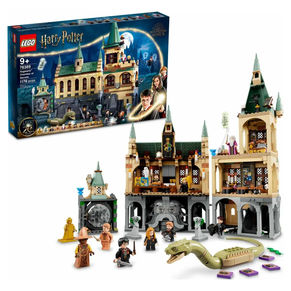 LEGO Harry Potter Hogwarts Chamber of Secrets 76389 Castle Toy with The Great Hall, 20th Anniversary Model Set with Collectible Golden Voldemort Minifigure and Glow-in-the-Dark Nearly Headless Nick