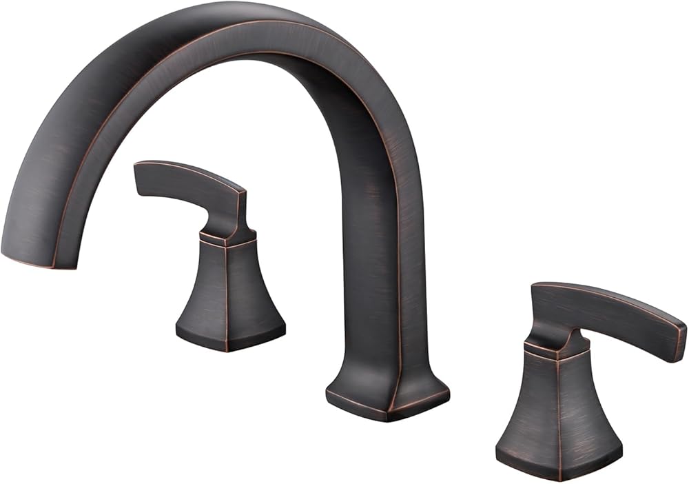Roman Tub Faucet Deck Mount Tub Filler Waterfall Oil Rubbed Bronze Bathtub Faucets 3 Hole Brass Bathroom Faucets with 2 Handles