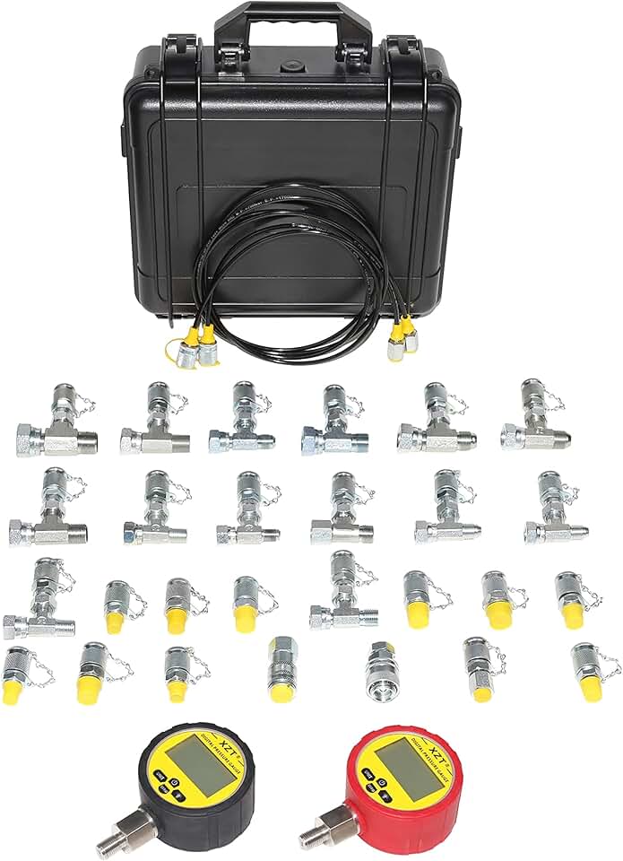 XZT 70K Digital Hydraulic Pressure Test Coupling Kit,Pressure Gauge,Test Hose,Test Point for Excavator Construction Machinery Repair