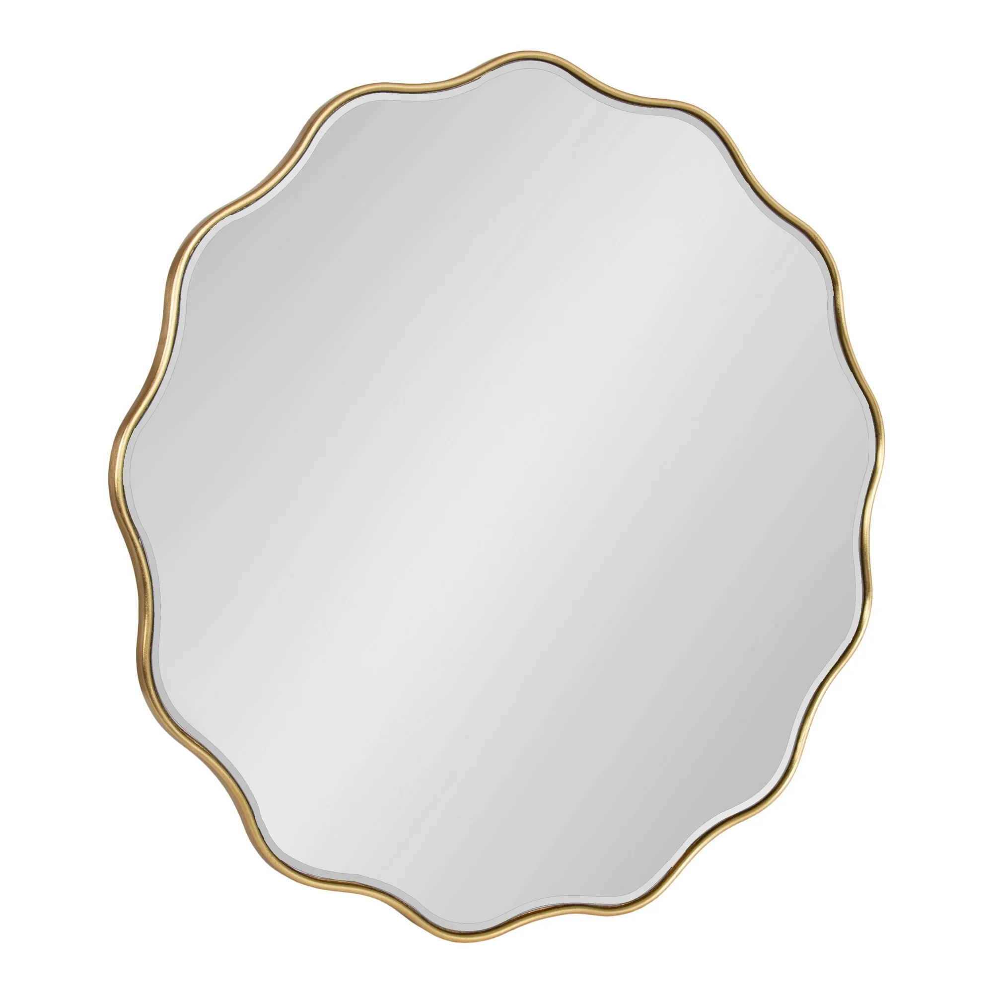 Kate and Laurel Viona Modern Scalloped Round  Mirror, 32 Inch Diameter, Gold, Decorative Circle Wall Mirror with Unique Rippled Edge and a Glamorous Gold Finish