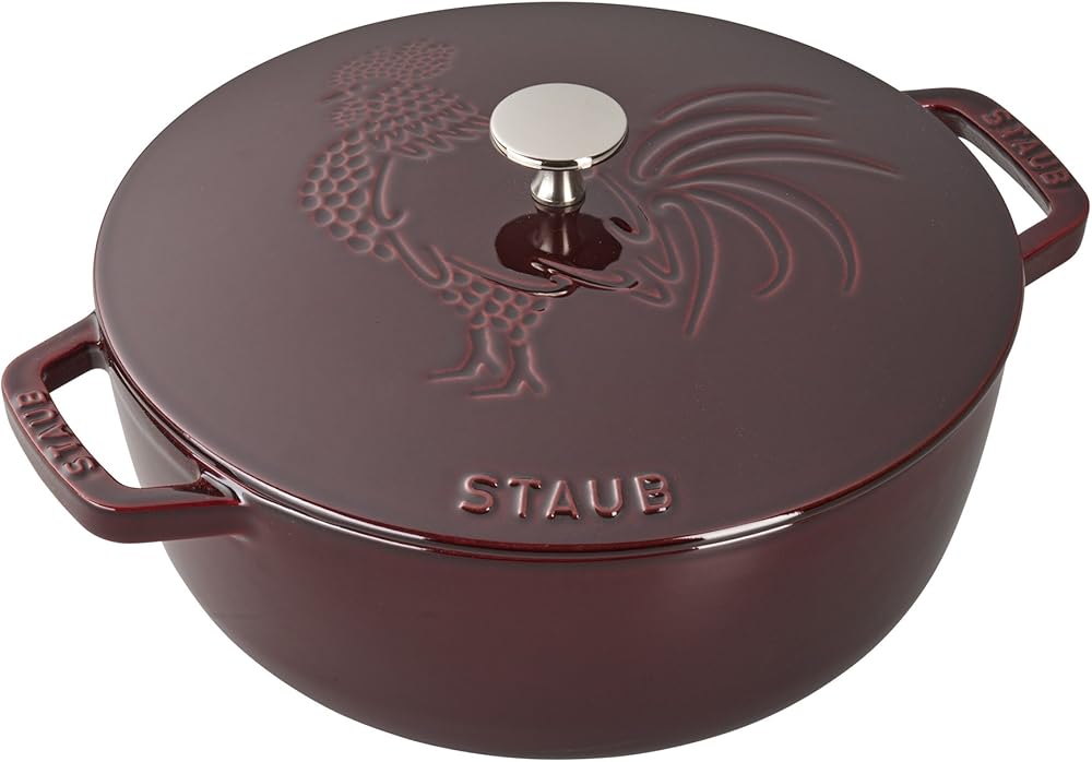 Staub Cast Iron 3.75-qt Essential French Oven Rooster - Grenadine, Made in France