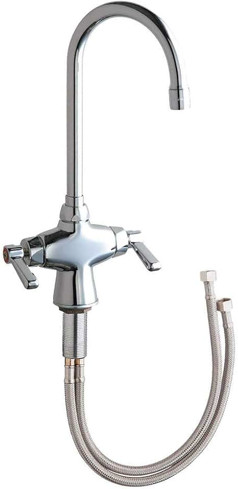 Chicago 50-E35ABCP Chrome Commercial Grade Single Hole Kitchen Faucet with Lever Handles