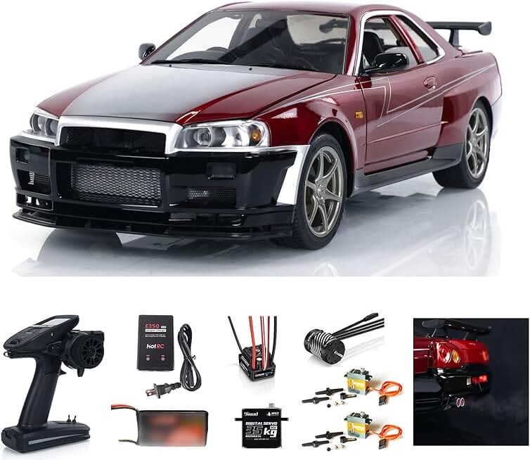 Capo 1/8 R34 4WD RC Racing Car 4x4 Metal High Speed 2-Speed Transmission Ready to Run Drift Cars Liight Sound System Smoke Unit Drift Car Model