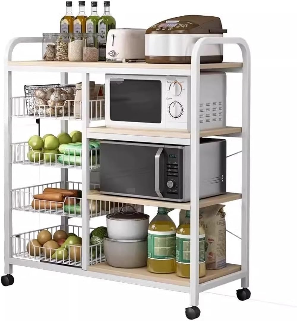 Microwave Oven Rack Microwave Stand 4 Tier Microwave Oven Rackon Wheel Cart Kitchen Bakers Racks With Storage Holder Microwave Oven Stand Shelf Microwave Shelf Microwave Rack ( Color : A , Size : 80*3